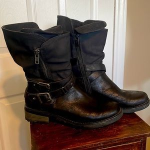 Black mid calf moto boot - 9W